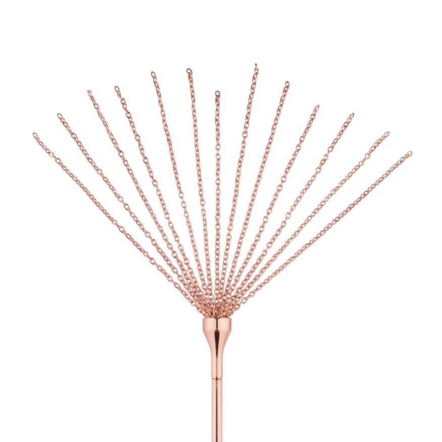Щекоталка с металлическим флоггером Rosy Gold - Feather Tickler &amp; Whip