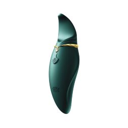 Вібратор 2в1 з язичком Zalo  -  Hero Jewel Green, кристал Swarovski