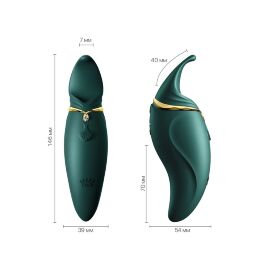 Вібратор 2в1 з язичком Zalo  -  Hero Jewel Green, кристал Swarovski