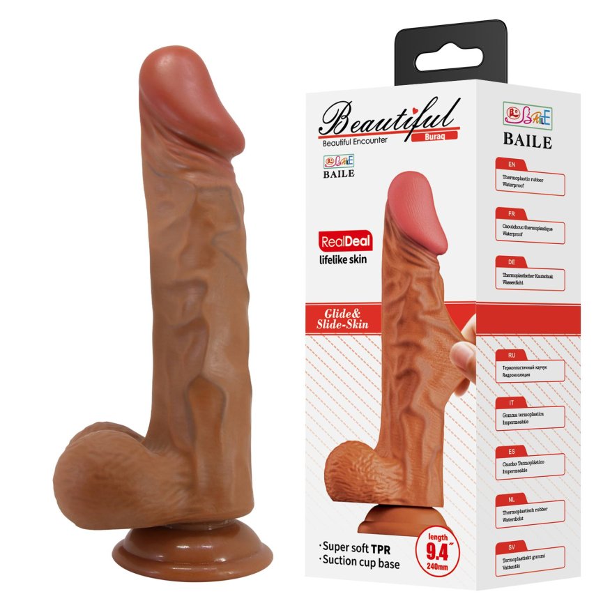 Фалоімітатор з мошонкою на присосці BAILE - Beautiful Burag 9.4", BW-008104NR-1