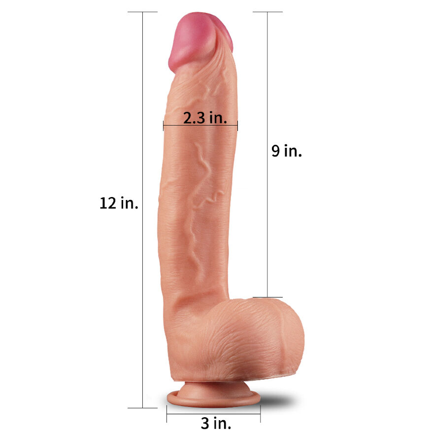 Фалоімітатор великий - Dual-Layered Silicone Cock 12" Flesh
