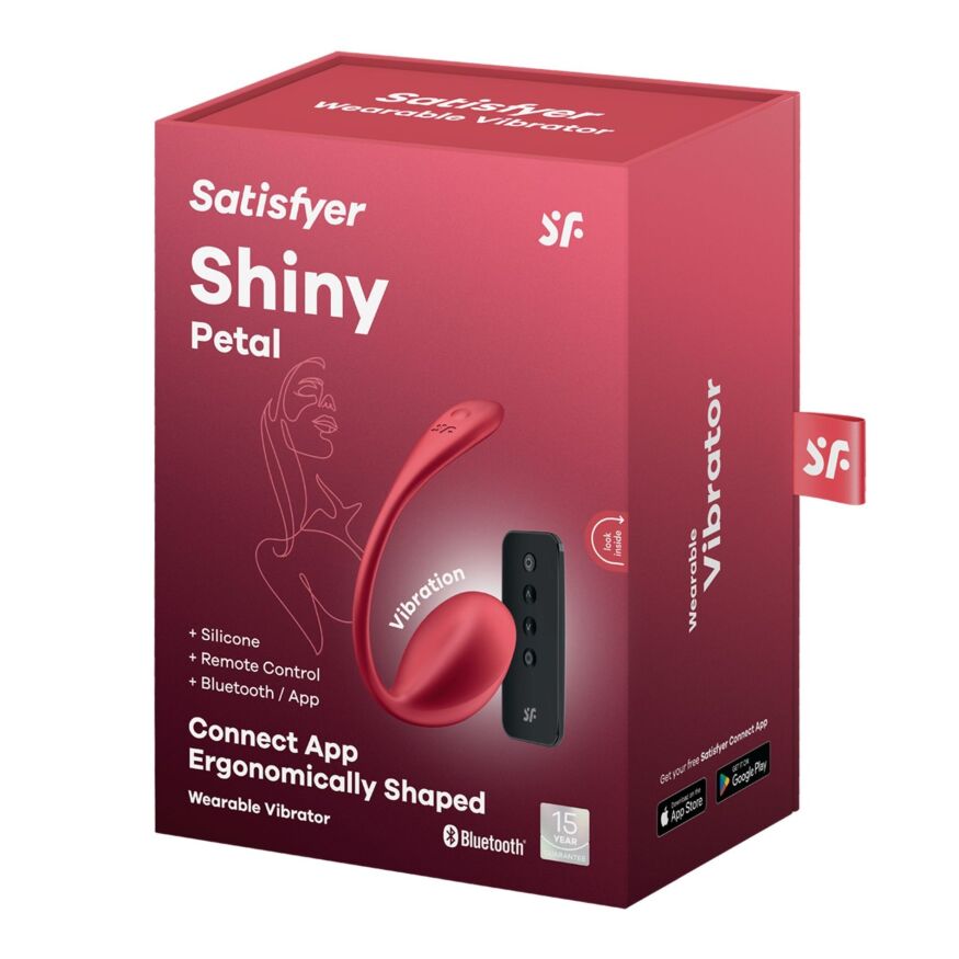 Вибратор в трусики Satisfyer Ribbed Petal с приложением и пультом, красный