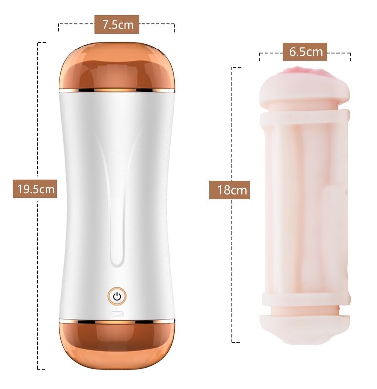 Мастурбатор с двумя входами и вибростимуляцией BOSS Vibrating Masturbation Cup USB 10 function + Interactive Function, BS6300019