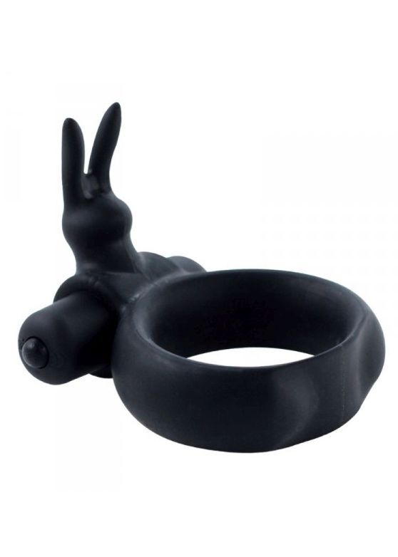 Эрекционное виброкольцо Toyz4Lovers с отростком-кроликом для клиторальной стимуляции, черное