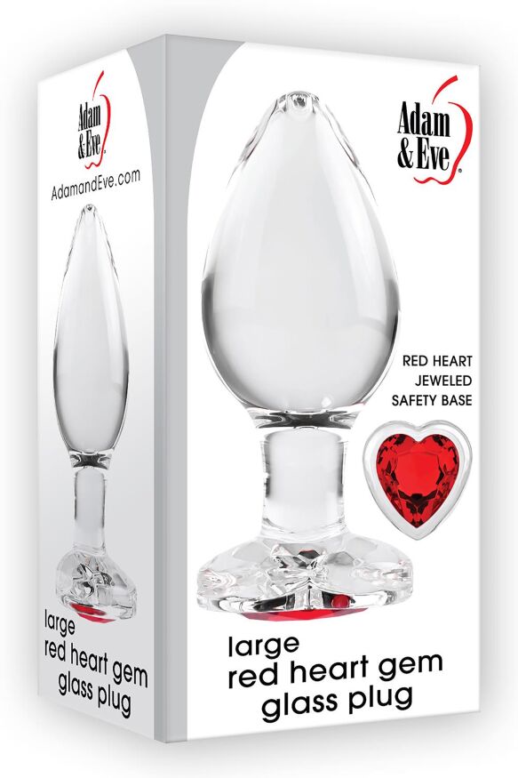 Анальная пробка стеклянная ADAM ET EVE RED HEART GEM GLASS PLUG LARGE
