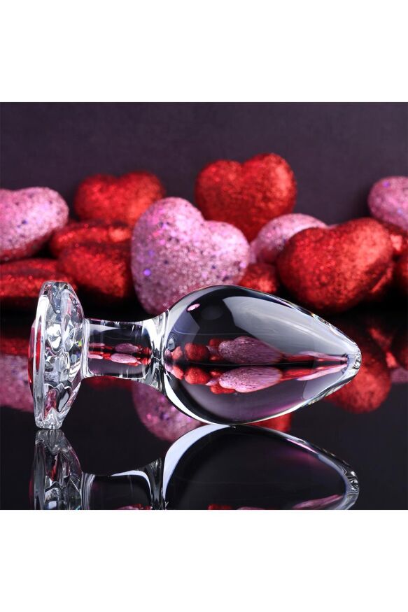 Анальная пробка стеклянная ADAM ET EVE RED HEART GEM GLASS PLUG LARGE