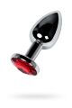 Анальная пробка - Silver anal plug with red gem