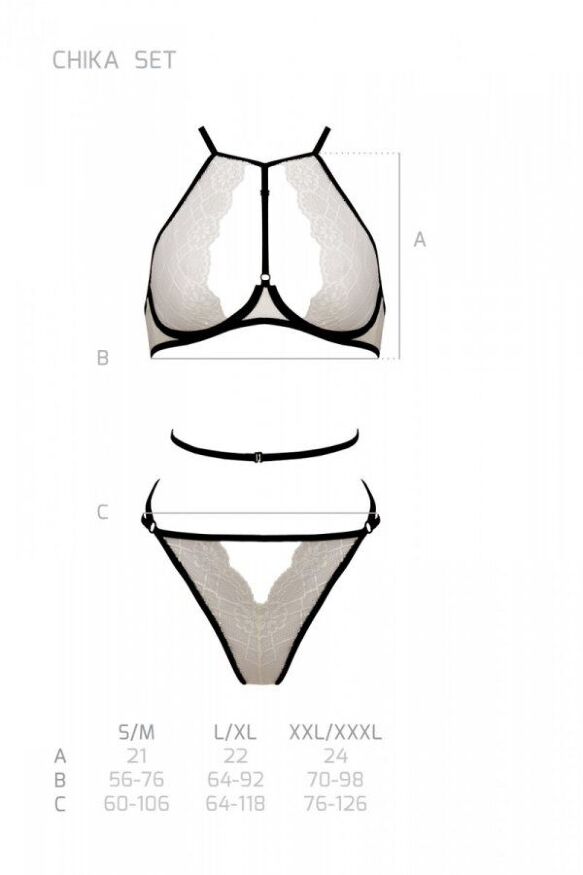 Комплект белья Passion CHIKA SET, XXL/XXXL, cream, топ, трусики