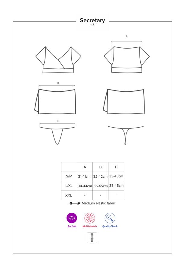 Костюм "Секретарша" (5 предметов) черного цвета от Obsessive L/XL