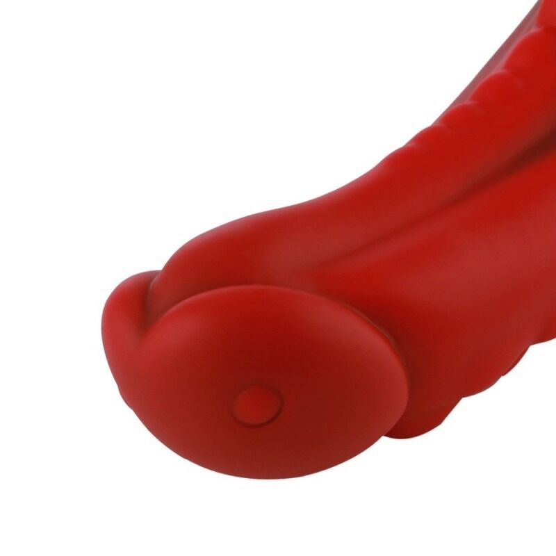 Фаллоимитатор для секс-машин Hismith 8.35″ Curved Silicone Dildo Red Monster Series, система KlicLok