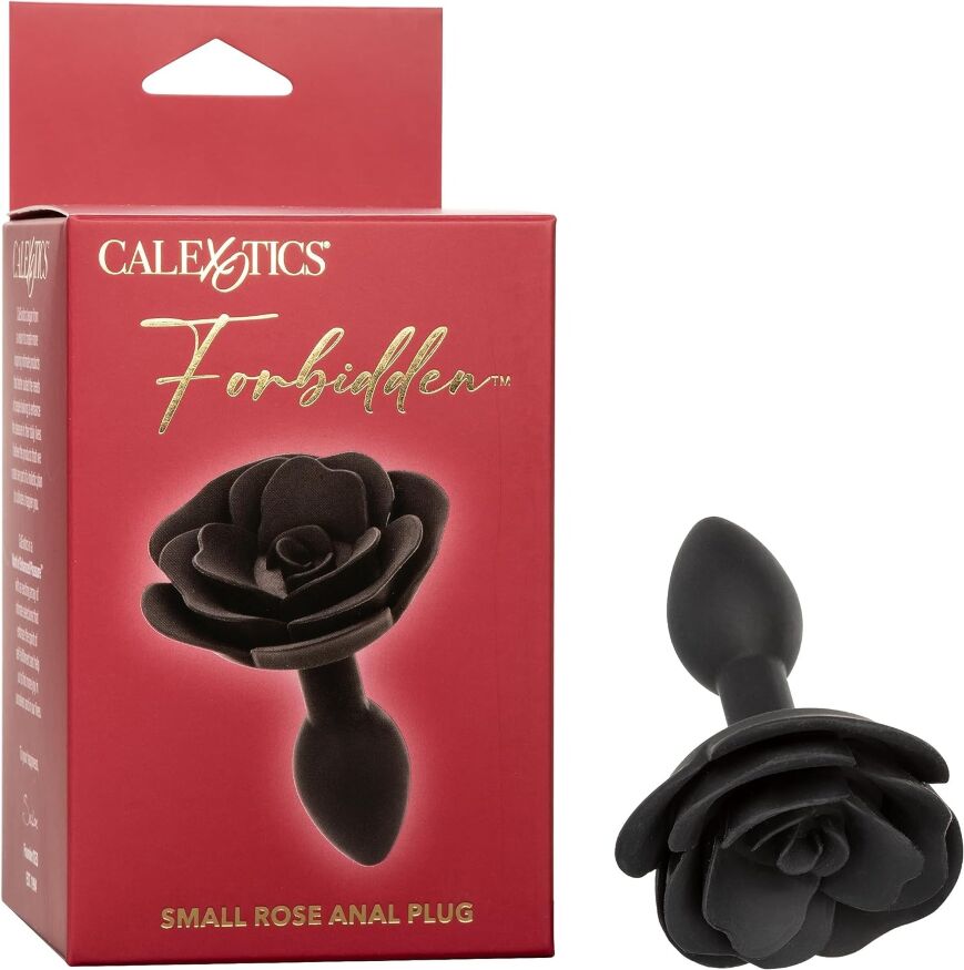 Силіконова анальна пробка у формі троянди CalExotics, чорний, Small