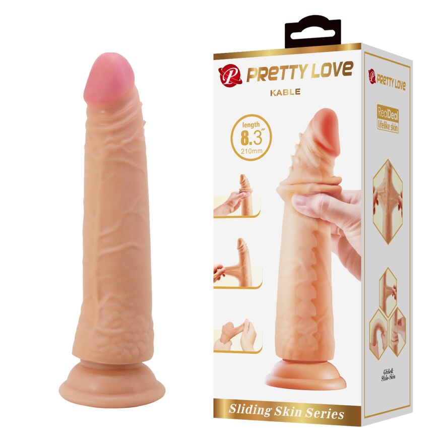 Фаллоимитатор с подвижной кожей - Pretty Love Kable Sliding Skin 8.3" Flesh