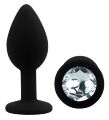 Силіконова анальна пробка EGZO - Silicone Black Round Plug Clear, size S