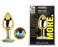 Анальная пробка с кристаллом EGZO - Gold Round Plug Rainbow size S
