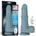 Фалоімітатор з поштовхами - LoveToy Rechargeable Thrusting and Vibrating Silicone Dildo 11" Blue