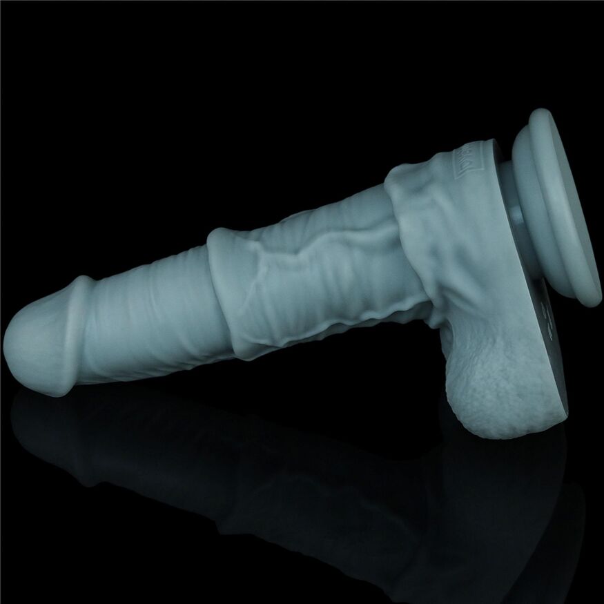 Фалоімітатор з поштовхами - LoveToy Rechargeable Thrusting and Vibrating Silicone Dildo 11" Blue