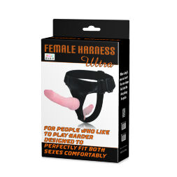 Страпон з насадкою у вигляді статевого органу і анальною пробкою - Ultra Female Harness, 16.5 см