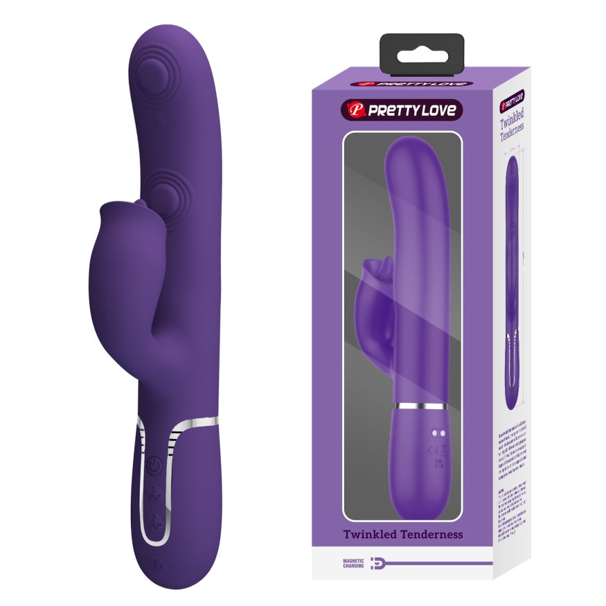 Пульсатор із кліторальним стимулятором серії Pretty Love - Gigi Dark Purple 7 thumping functions 7 licking modes, BW-500035-2