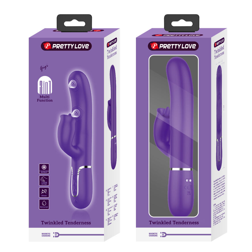 Пульсатор із кліторальним стимулятором серії Pretty Love - Gigi Dark Purple 7 thumping functions 7 licking modes, BW-500035-2