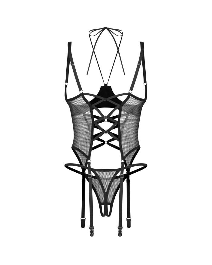 Корсет Obsessive Dominna cupless corset &amp; crotchless thong S/M
