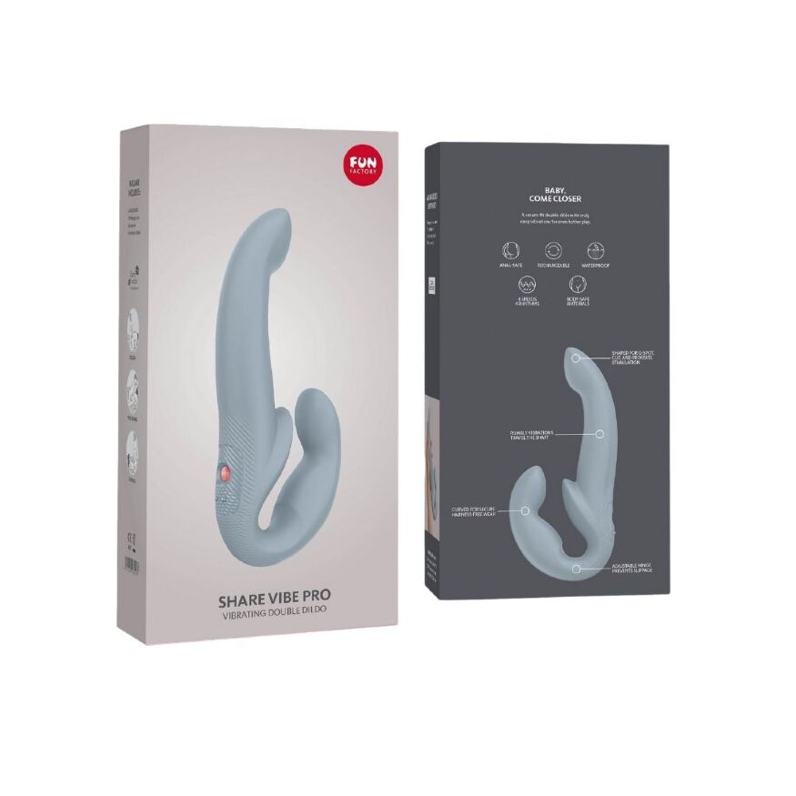 Fun Factory SHARE VIBE PRO cool grey - безремінний страпон з вібрацією
