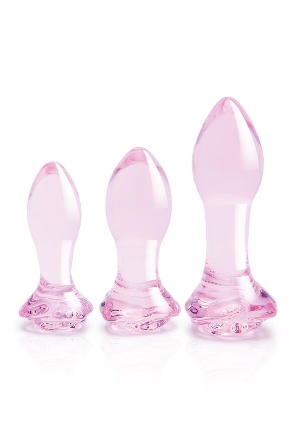 Набір анальних пробок DreamToys Glaze Glass Rosebud скляний, рожевий, 3 шт.