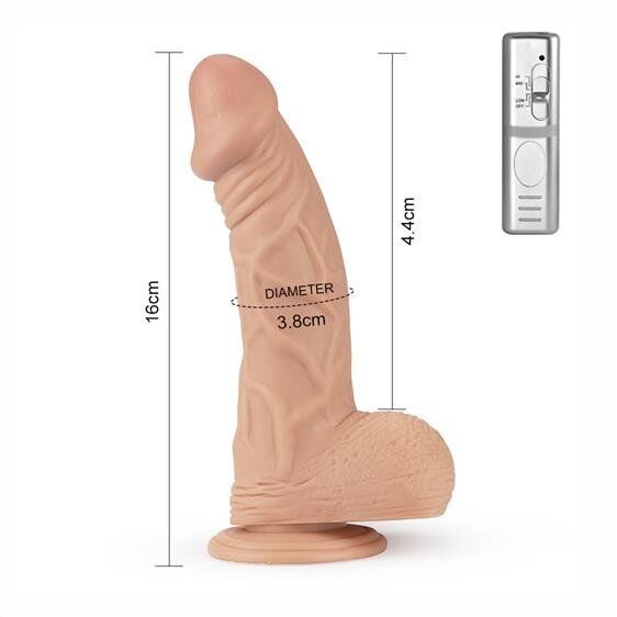 Реалистичный вибратор на мощной присоске с выносным пультом - Real Extreme Vibrating Dildo 9"