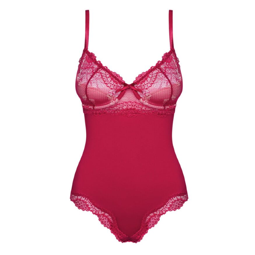 Боди с открытой спиной Obsessive Rosalyne, бордовое, XXL