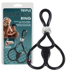 Эластичная эрекционная петля для пениса с подхватом мошонки Triple Ball and Cock Ring