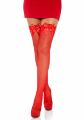 Красные чулки Leg Avenue Fishnet Thigh Highs с бантом OS Red