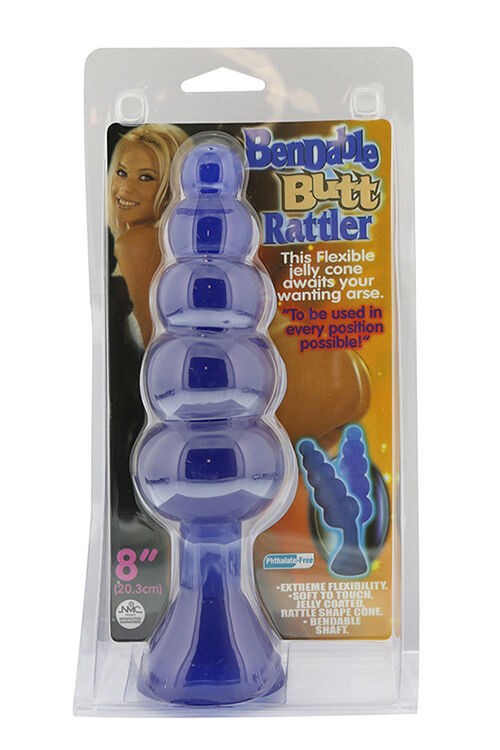 Анальная пробка с шариками синяя BENDABLE BUTT RATTLER BLUE