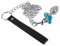 Розкішний набір три конічні металеві пробки та повідець Butt Plug Set with a Leash