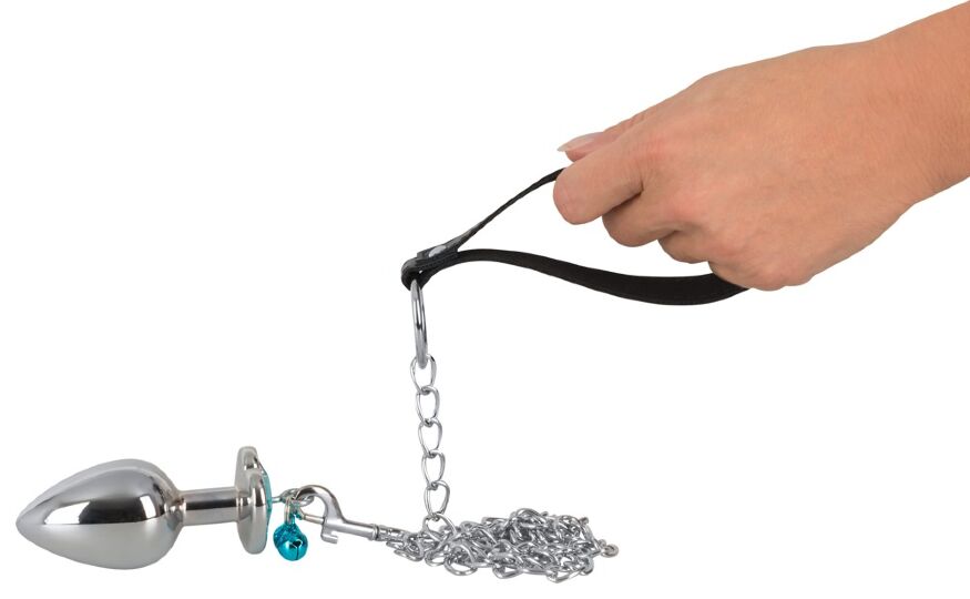 Розкішний набір три конічні металеві пробки та повідець Butt Plug Set with a Leash