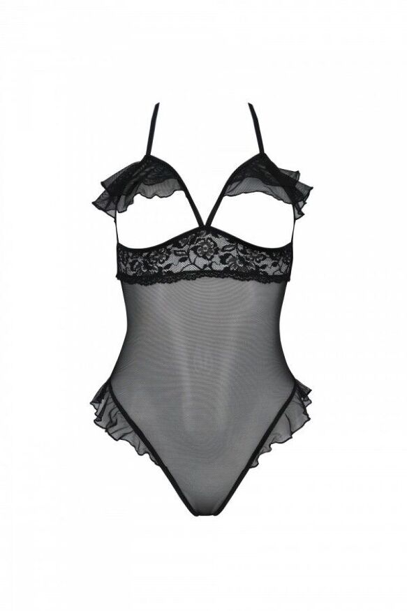 Эротическое боди Passion DOLLY BODY, L/XL, black, с открытыми чашками