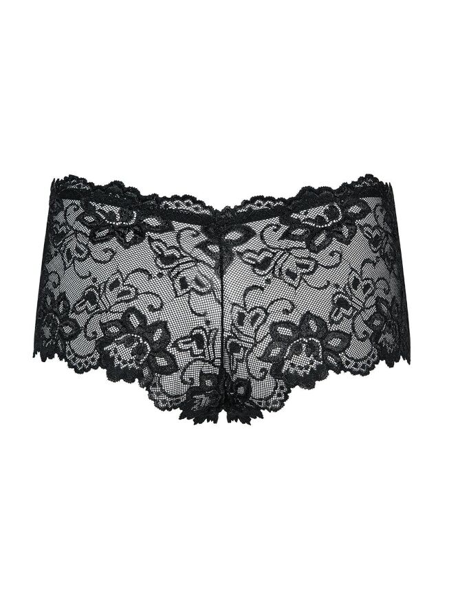 Кружевные трусики-шортики Obsessive Idillia shorties black L/XL