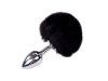 Металлическая анальная пробка Кроличий хвостик Alive Fluffy Plug S Black, диаметр 2,8 см