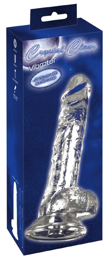 Прозорий вібратор у формі пеніса- Crystal Clear Vibrator 24.5 см
