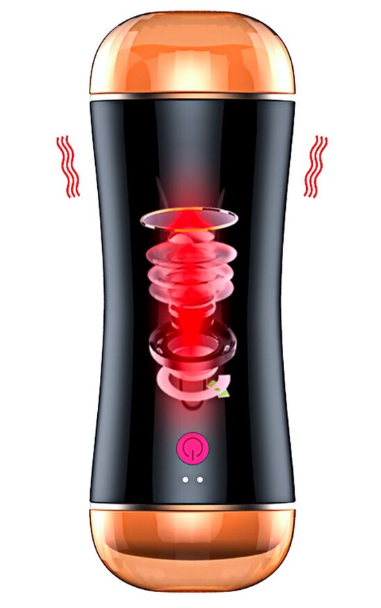 Мастурбатор с двумя входами FOXSHOW Vibrating Masturbation Cup USB 10 function + Interactive Function Black, BS6300045