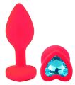 Силиконовая анальная пробка EGZO - Silicone Pink Heart Plug Aqua, size S