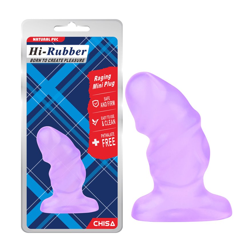 Рифлена анальна пробка Chisa Hi-Rubber Raging Mini Plug, фіолетова