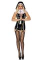 Leg Avenue Vinyl Sinful Sister - Игровой эротический костюм монахини, XS (чёрный)