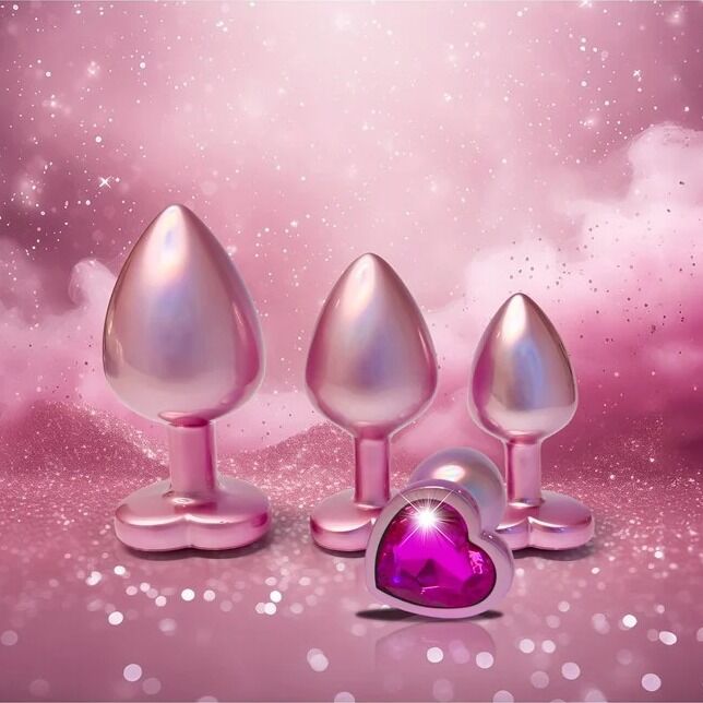 Набор из трёх анальных пробок Dream Toys Gleaming Love, размеры S, M, L, перламутрово-розовый