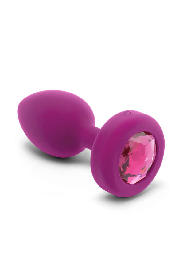Анальная пробка с вибрацией B-Vibe Vibrating Jewel Plug S/M Pink Ruby, силиконовая, розовая