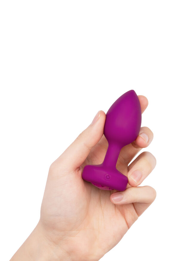Анальная пробка с вибрацией B-Vibe Vibrating Jewel Plug S/M Pink Ruby, силиконовая, розовая