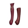 Смарт вибратор 3в1 Zalo — Queen Wine Red, пульсирующая жемчужина и вакуум, кристалл Swarovski