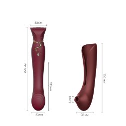 Смартвібратор 3в1 Zalo  -  Queen Set Wine Red, пульсівна перлина та вакуум, кристал Swarovski