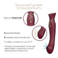Смарт вибратор 3в1 Zalo — Queen Wine Red, пульсирующая жемчужина и вакуум, кристалл Swarovski