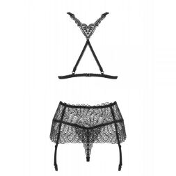 Комплект Obsessive Chiccanta 3 pcs set black L / XL