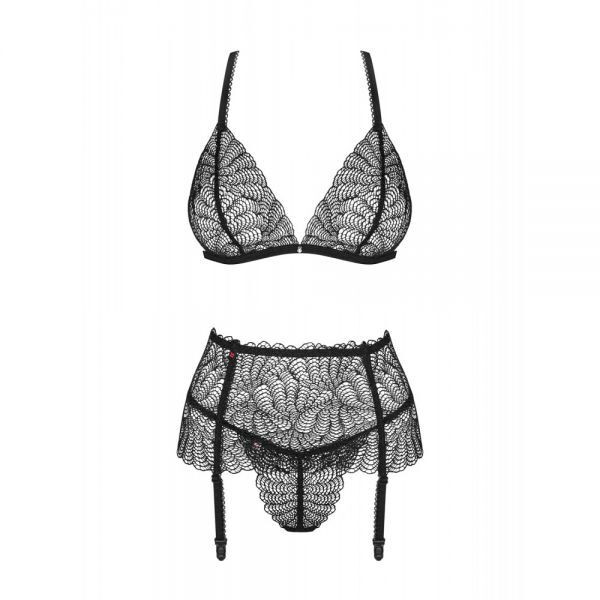 Комплект Obsessive Chiccanta 3 pcs set black L/XL