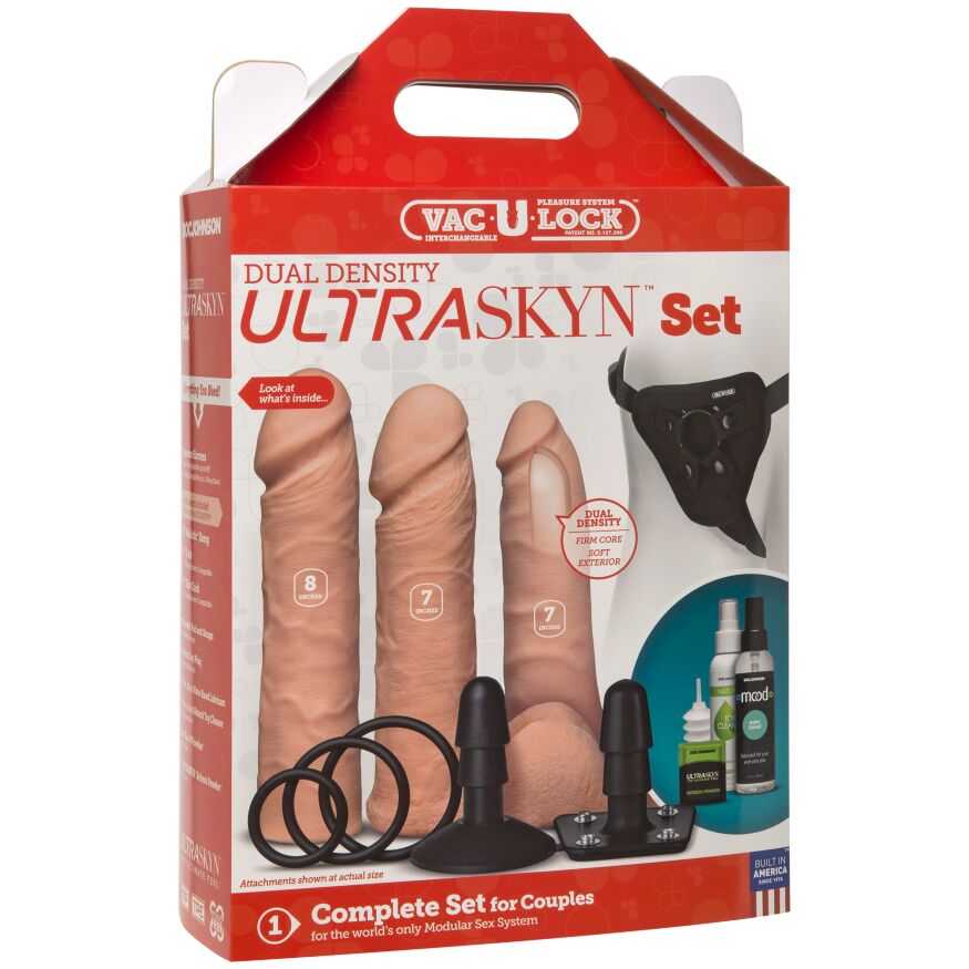 Набор для страпона Doc Johnson Vac-U-Lock Dual Density UltraSKYN Set